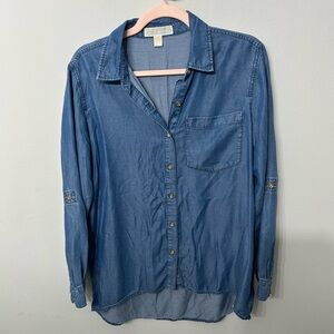 Michael Kors Chambray Button-Up Shirt in Blue Medium